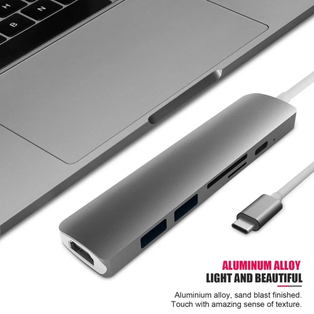 Конвертер type C USB концентратор для MacBook Pro Thunderbolt 3 USB 3,1 концентратор с SD/Micro SD кардридер+ USB-C зарядное устройство PD Конвертеры
