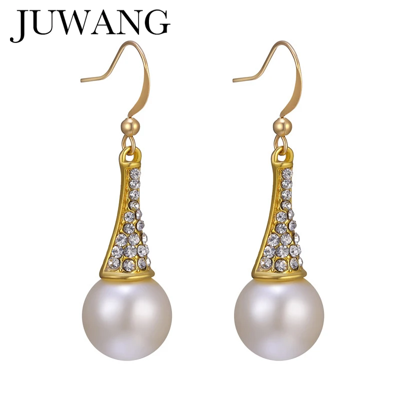 

New Trendy Korea Design Metal Crystal Rhinestone Pearl Stud Earrings for Women Lady Girl Vintage statement Earrings Gifts