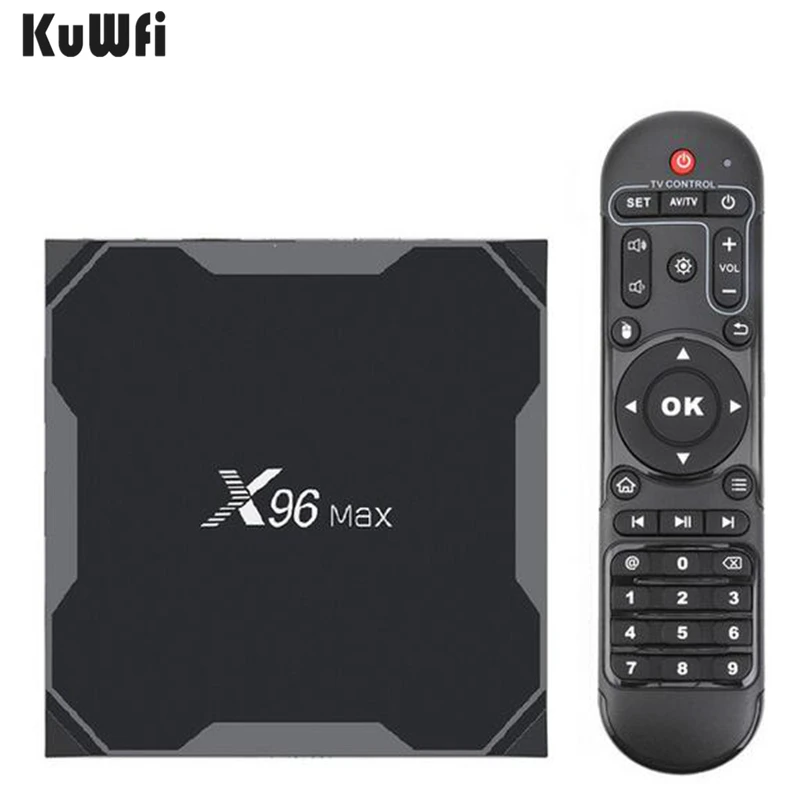 KuWFi Смарт ТВ приставка Android 8,1 4K ТВ приставка Amlogic S905X2 LPDDR4 Четырехъядерный 4 ГБ 32 ГБ 64 Гб 2,4G и 5 ГГц Wifi BT 1000M X96 Max