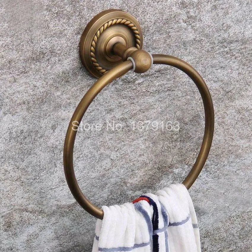 Ванная комната аксессуар настенный античная бронза латунь красивый узор Полотенца кольцо Полотенца держатель aba273
