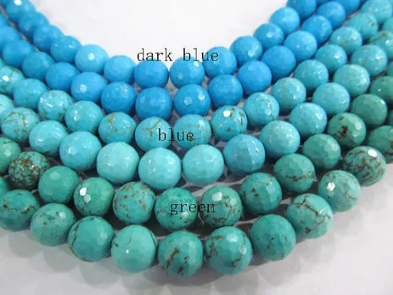 

Black Friday Sales 20% 5strands 6-8-10mm turquoise semi precious round ball faceted blue green mixed jewelry beads