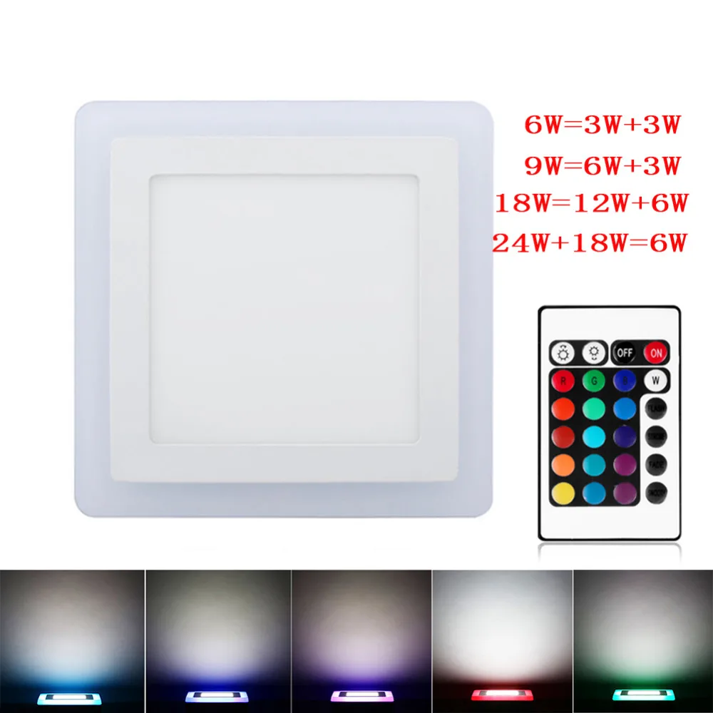 Ультратонкий двухцветный RGB светодиодный панельный светильник 6 Вт 9 18 24