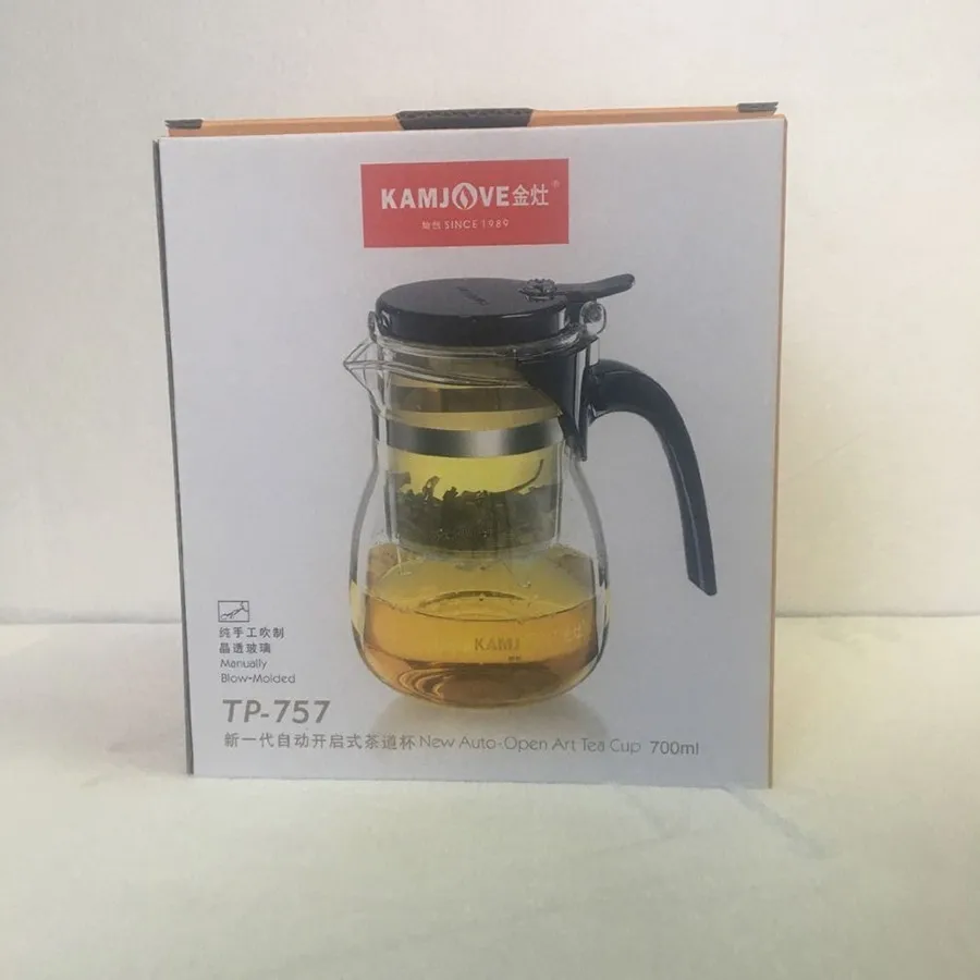 Настоящий стеклянный чайный сервиз Kamjove Gongfu, пресс, автоматическое открытие, художественная чайная чашка, нагревательный чайник, TP-757, 700 мл, элегантный стиль, чайники для заварки
