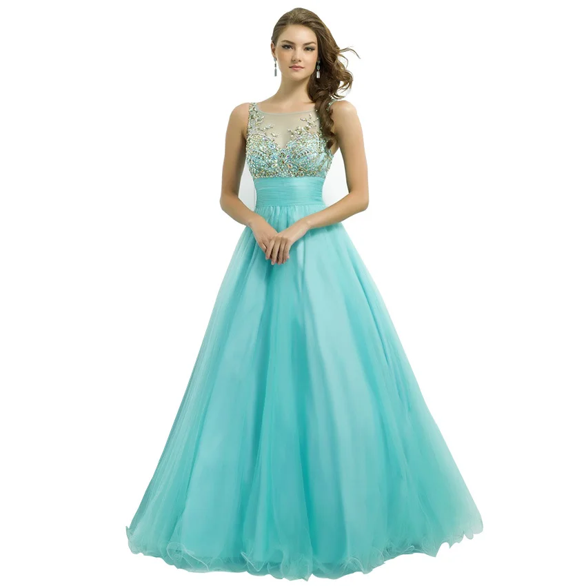 Top Design Long Mint Green Prom Dresses 2016 Formal Evening Gown