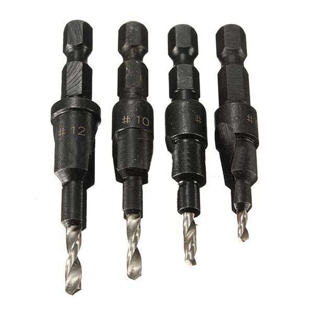 

WSFS Hot 4x Countersink HSS Taper Quick Change #6 #8 #10 #12 Drill Tool Bits 1/4 Hex Shank