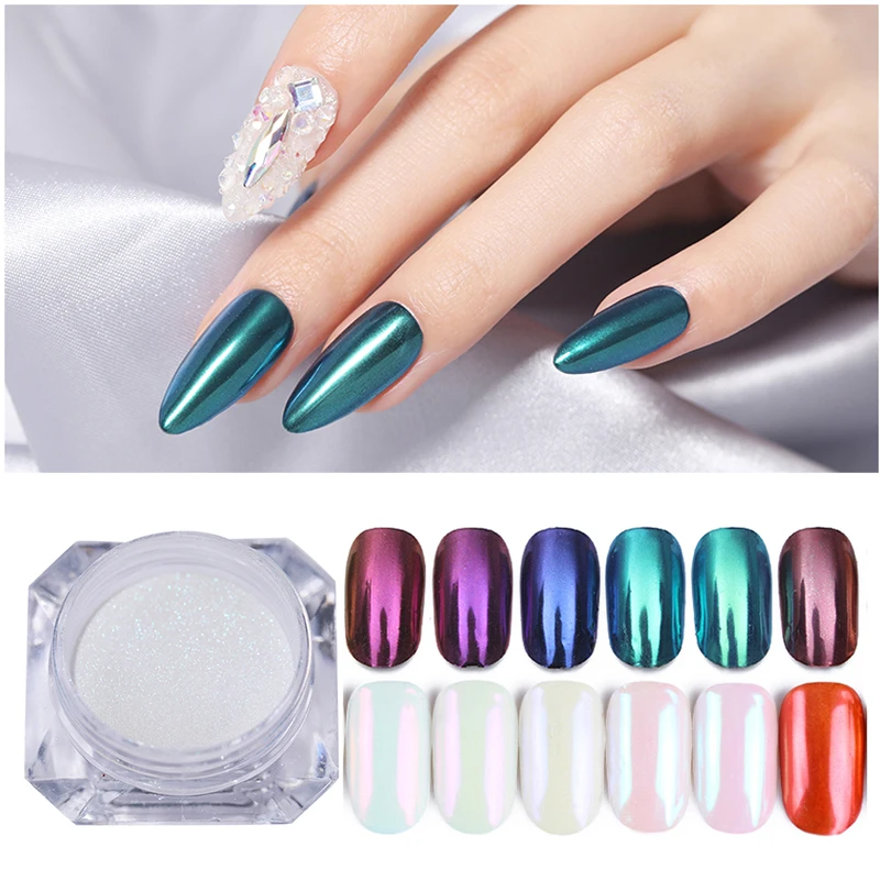 1g مرآة بريق مسمار الكروم الصباغ الإبهار DIY صالون مايكرو التصوير المجسم مسحوق الليزر مسمار الفن زينة مانيكير