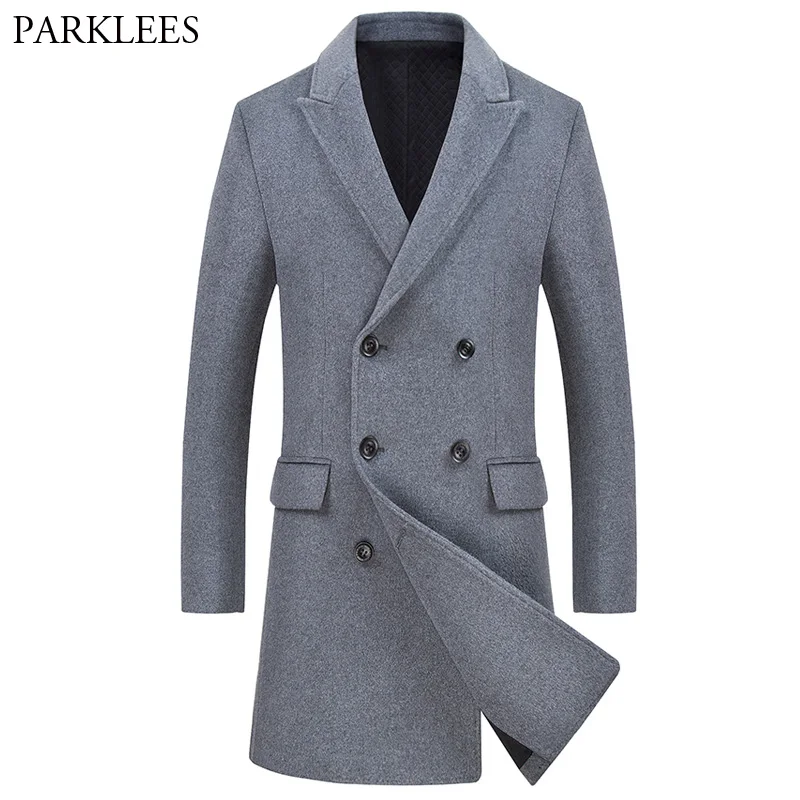 

Brand Double Breasted Pea Coat Men 2018 Winter Mens Cashmere Coat Slim Fit Wool & Blends Mens Trench Coat Manteau Homme Overcoat