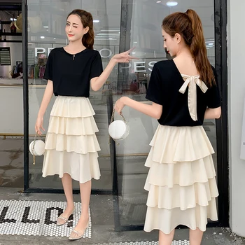 

Summer New 2019 Casual Bow 2 Pcs Set Korean Elegant Backless Summer Set Women Sexy Backless Fashion Conjunto Feminino