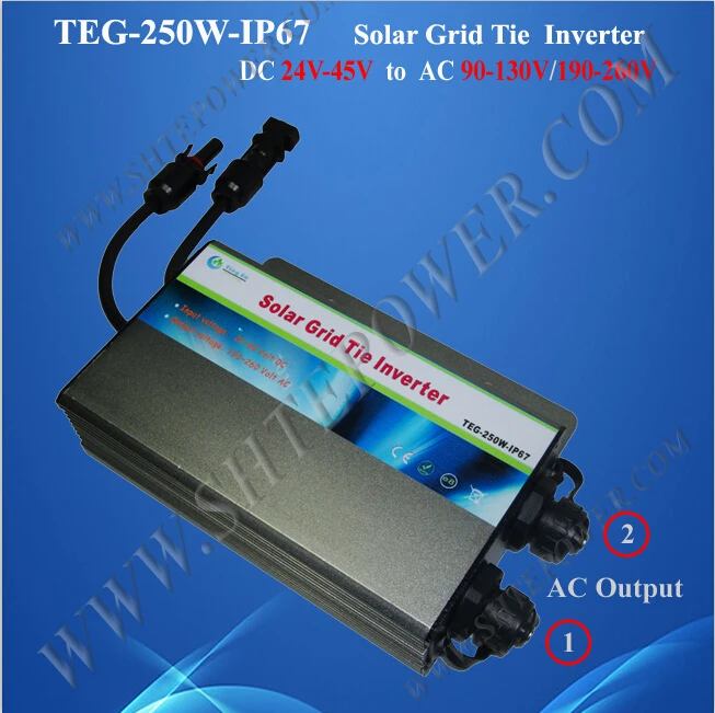 

Approved by CE and ROHS grid tie 22-50v dc waterproof inverter 250w solar