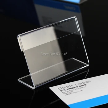 

12*8cm Clear Acrylic Price Tag Advertisement Display Stand Sign Label Holder 100pcs