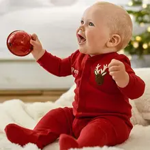 2016 Newborn Infant Baby Boys Girls Romper Christmas Kids Long Sleeve Red Bebes Rompers Playsuit Jumpsuit Clothing 0-18M
