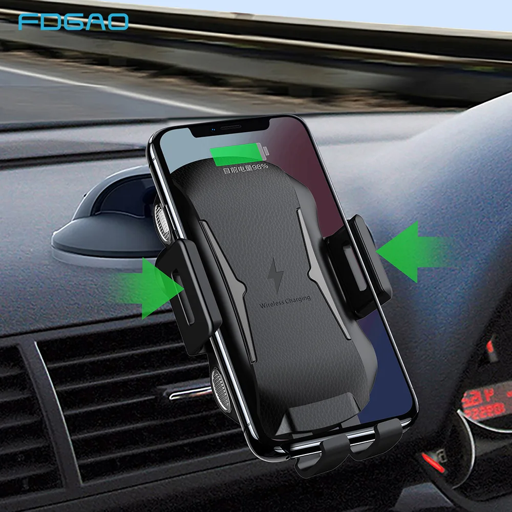 FDGAO 10W Car Mount Qi Wireless Charger For iPhone X XS Max 8 Plus XR Fast Charging Air Vent Holder for Samsung S9 S8 Note 9 8