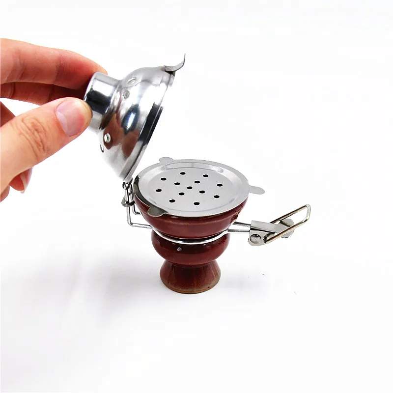 3-1pc-Shisha-Ceramic-Bowl-With-Metal-Wind-Cover-And-Charcoal-Screen-Hookah-Bowl-5-Colors-Shisha