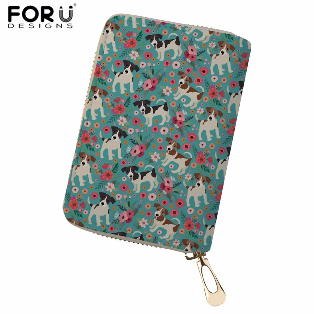 

FORUDESIGNS PU Leather Card Holder Cute Dog Print Credit Card Holder for Women Card Protect Cover Ladies Driving License Cover