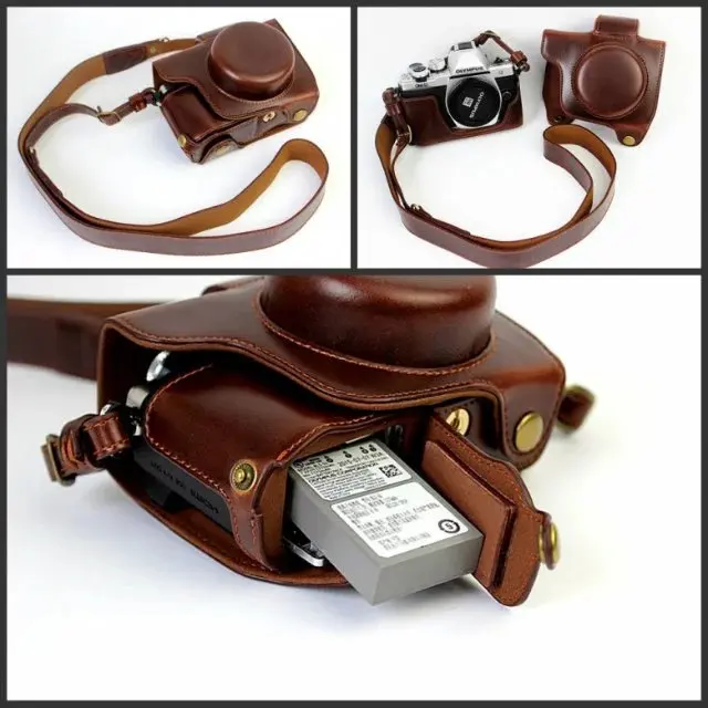 vintage leather camera case