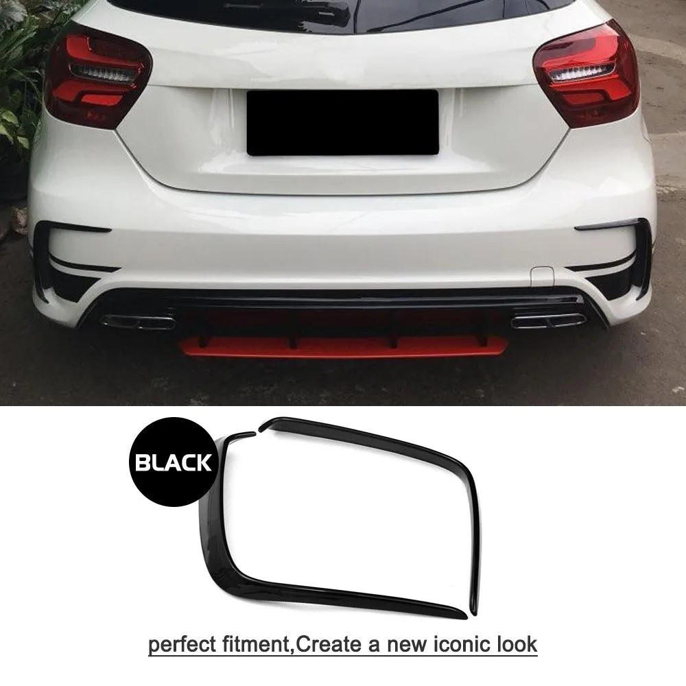 1 par de coches negro ABS parachoques trasero divisor Spoilers Canard para Mercedes Benz para W176 A200 A250 A45 para AMG 2013-2016