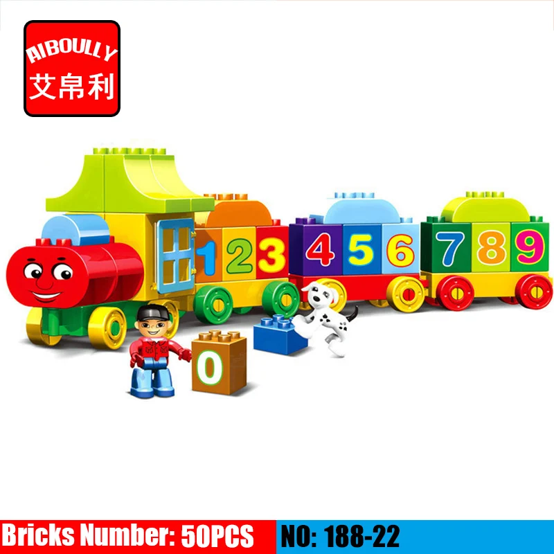 

50pcs Large Size Letter Train Building Blocks Letter Bricks Educational DIY Toys for Children Compatible With Duploe