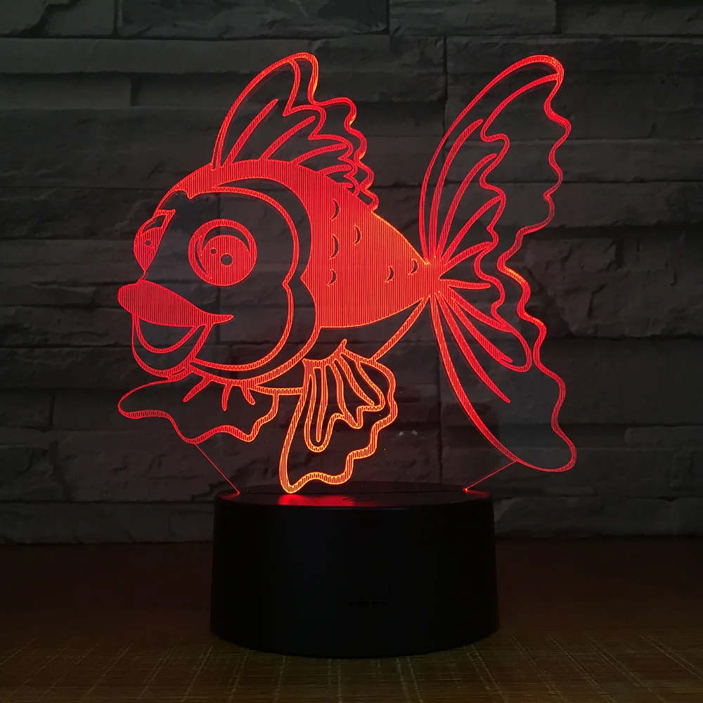 Goldfish bedroom decoration touch led light 3d creative 7 color night