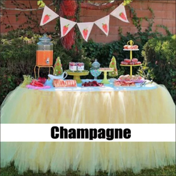 1 шт., 15 цветов, Тюлевая юбка для стола, юбка-пачка «сделай сам», юбки для посуды, для свадьбы, дня рождения, украшения, для душа, вечерние, для дома, Текстиль - Цвет: champagne