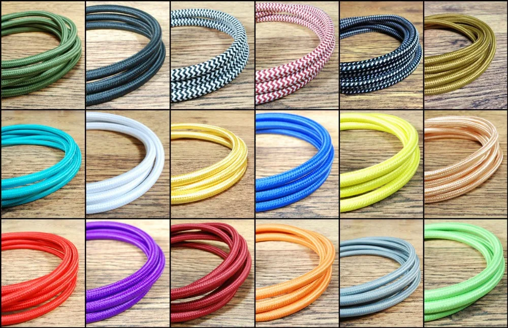 

8M Fabric Cable Cord Vintage Pendant Light Electrical Wire Twist Braided Retro Textile Electric Wire lamp Woven Braided Cables