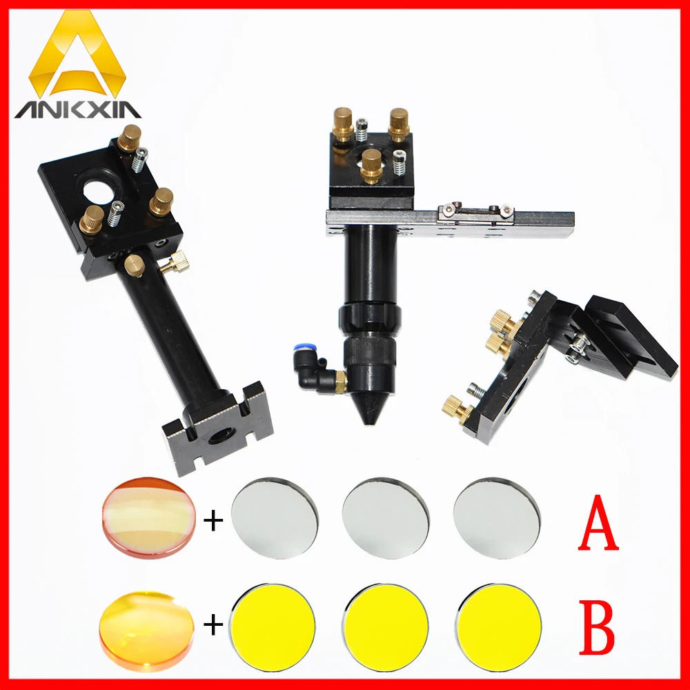 Kit CO2 Laser Head Set Mounting Holder +1pc Focusing Lens + 3pcs Si