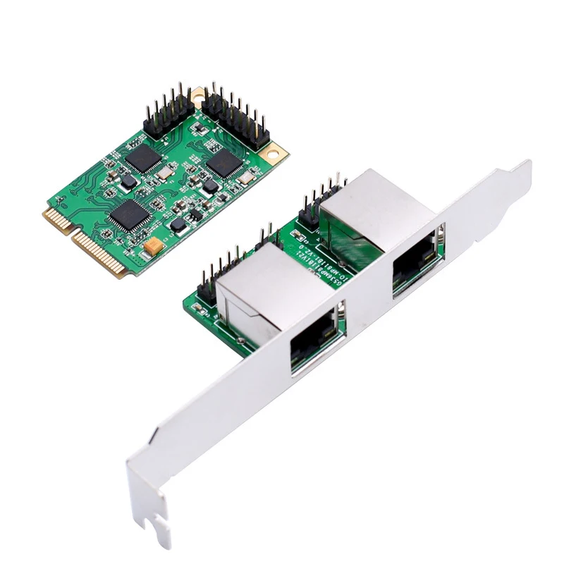 Мини PCIE 2 порта гигабитная сетевая карта Mini PCI-e Ethernet Lan Карта 1000 М адаптер с RJ45 портом длинный низкопрофильный кронштейн