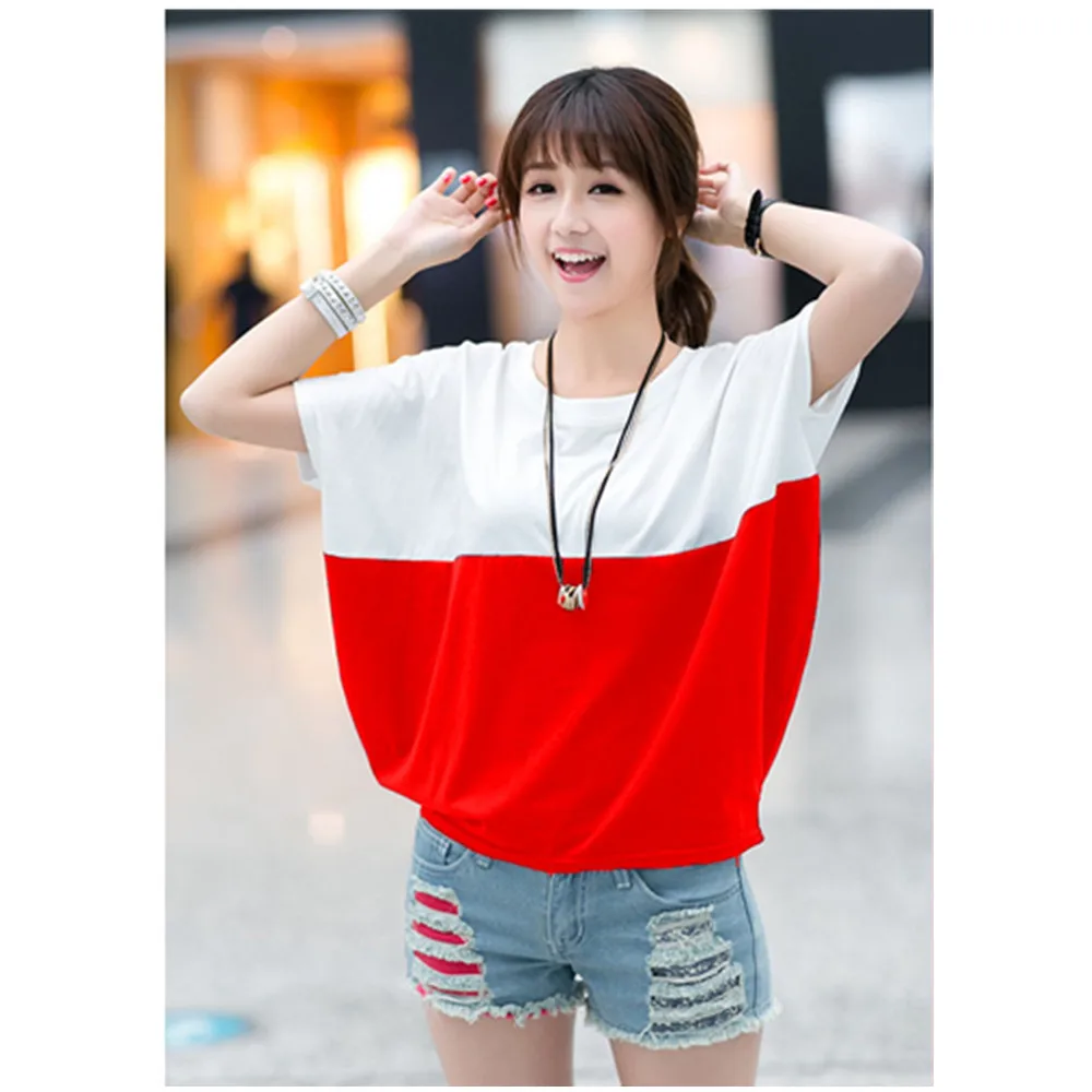 

Tops Summer Korean Version of The Large Size Women's Loose Bat Shirt Student Ladies Short-sleeved T-shirt Summer Dress Tide