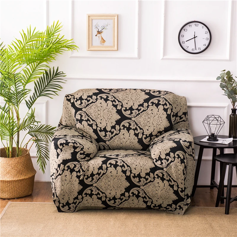 

Elastic Spandex Sofa Covers Stretchable Sectional Corner Slipcovers Protector Baroque Single Couch Case Cover For Living Room