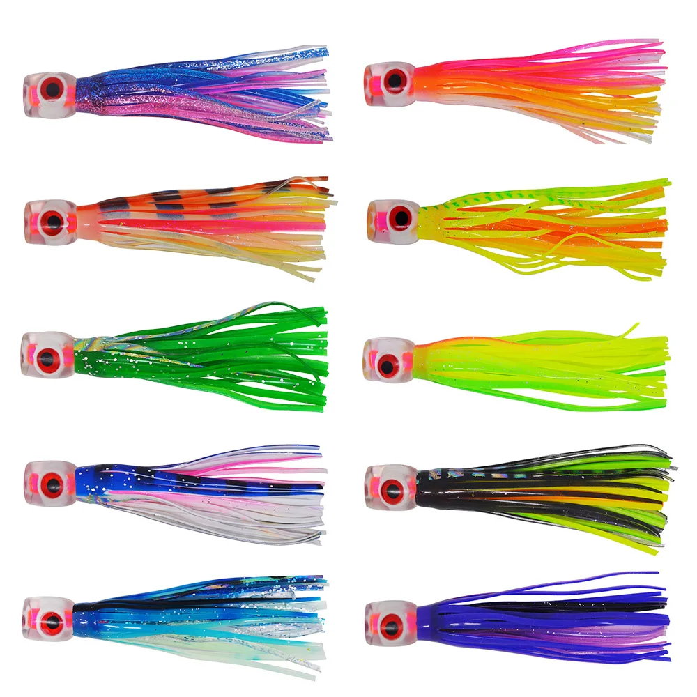 

pcs Random mixed color Small size soft head octopus skirt bait sea trolling fishing lure salt water lures 4.5 inch 15g