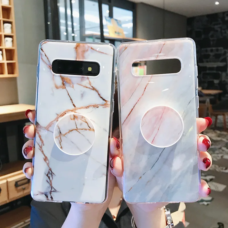 For Samsung Galaxy S10 Case Marble Phone Case For Samsung S10e S 10 S9 S8 Plus S7 Edge Note 9 8 Cover Stand Holder Silicon Coque