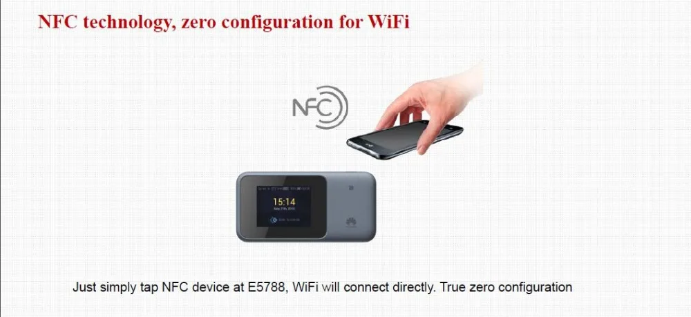 Huawei E5788u-96a 5G 4CA-LTE: B1/B3/B4/B5/B7/B8/B19/B20/B28/B38/B40/B41/B42 Cat16 1Gbmps MiFi модем Поддержка Bluetooth 4,0+ NFC