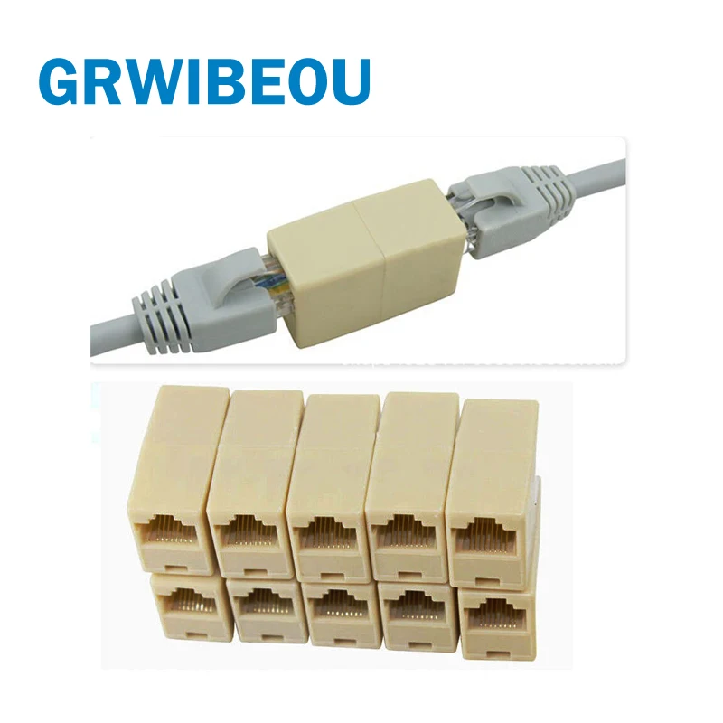 10X RJ45 CAT5 Network Ethernet Lan Cable Coupler Plug Connector Adapter USA 