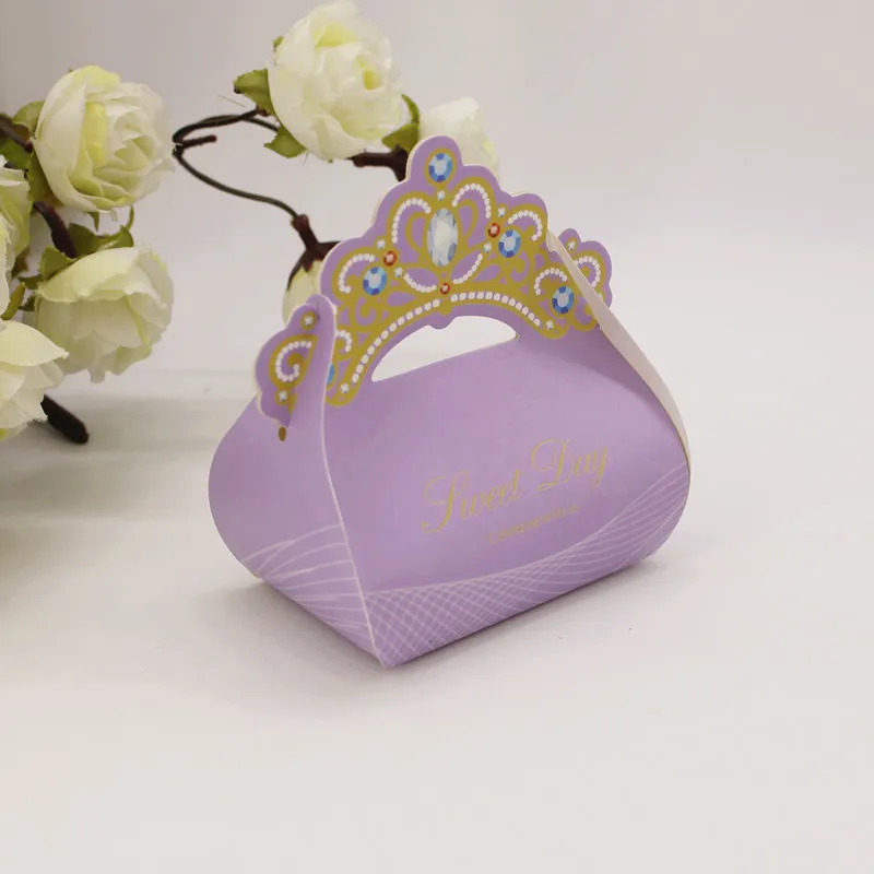 200 х розовый/фиолетовый королевский Блестящий Драгоценный Камень Корона коробка конфет Свадебная вечеринка Сувениры Box День рождения