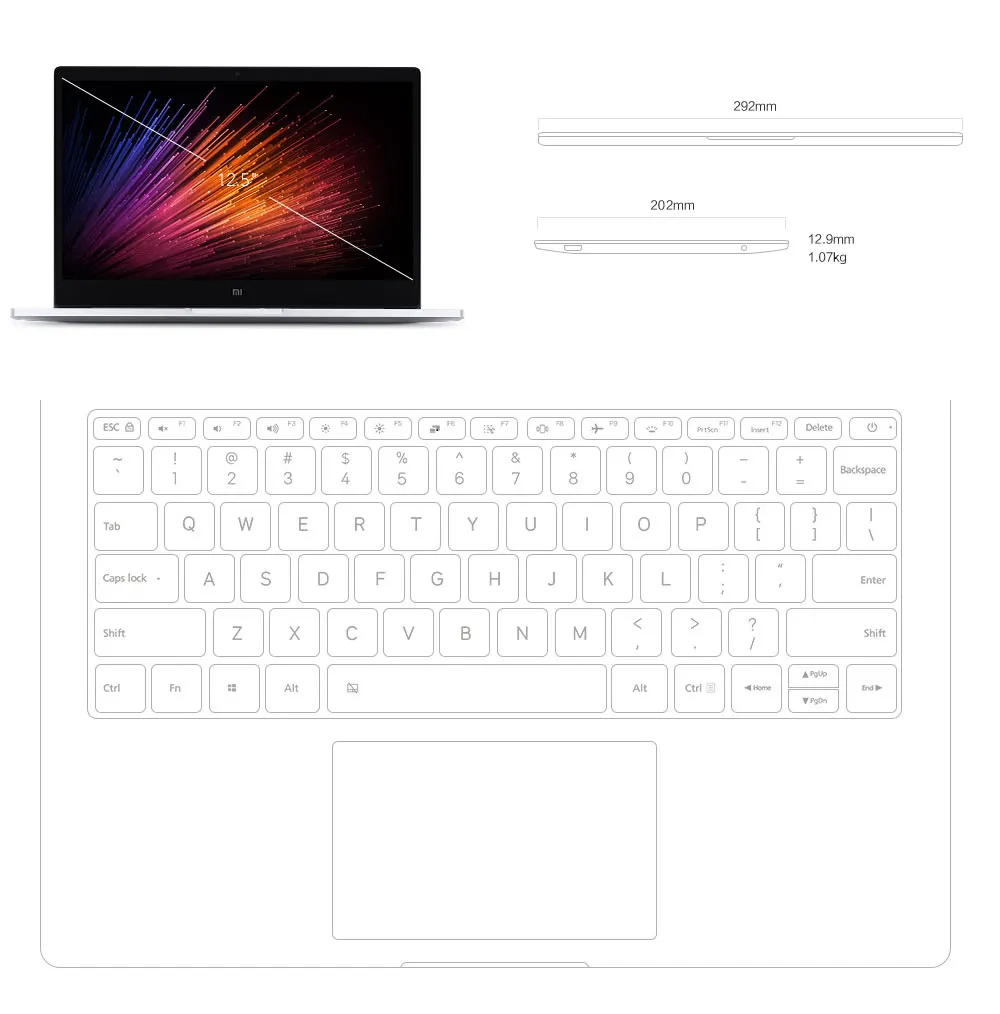 Xiaomi Mi Notebook Air 12.5 inch Intel Core M3-7Y30 CPU 4GB RAM 128GB SSD HD Display PC Windows 10 Ultrabook Laptop (11)