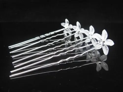 Wholesale 200pcs/lot New White Flower Crystal Rhinestone Hair Pins Elegant Wedding Bridal Party Prom Hairpins Hair Accessories
