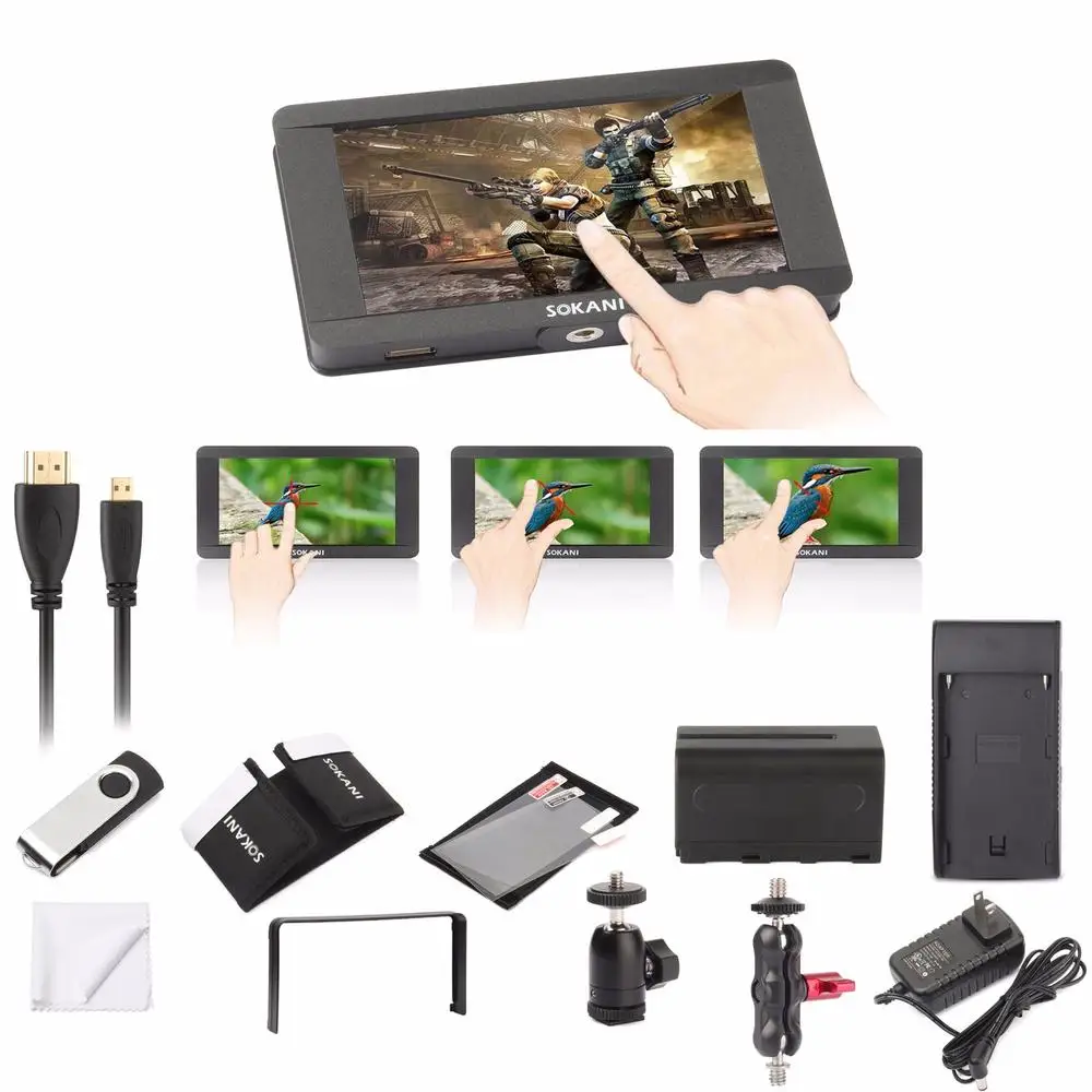 US $300.00 Sokani SK5 5 4K Signal Support Touch Screen 1920 X 1080 HDMI OnCamera LCD Field Camera Video Monitor For Zhiyun Crane