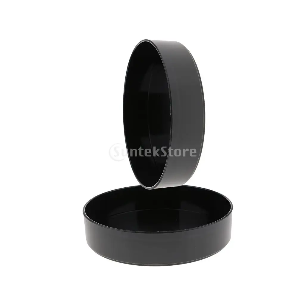 2xBlack Dia.28cm Plastic Round Ikebana Flower Vase Holder Suiban Pot Tray Art Arrangment Tool