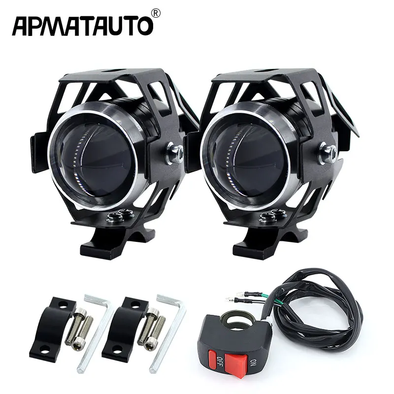 2PCS White motorcycle headlights auxiliary font b lamp b font U5 led motorbike spotlight accessories 12V
