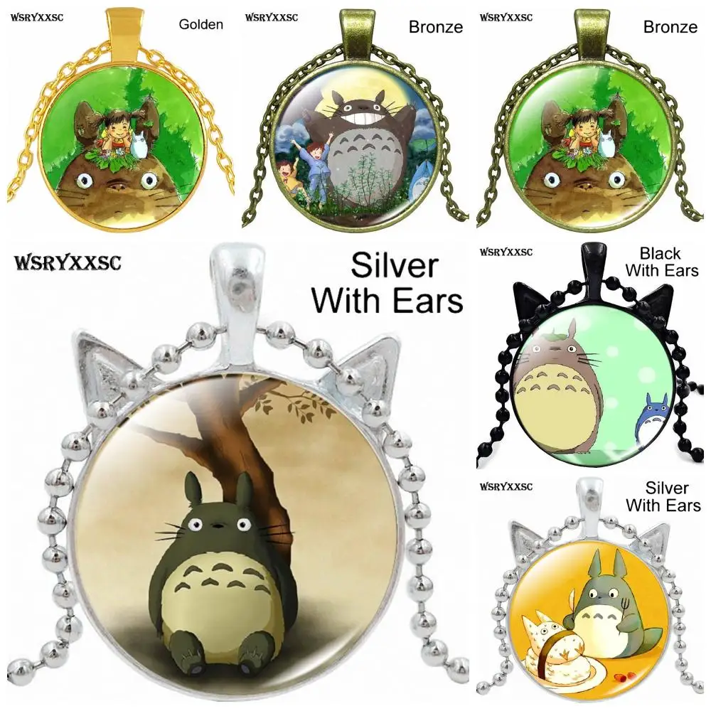 

My Neighbor Totoro Logo For Valentine'S Day Gift Glass Jewelry With Silver Plated Glass Cabochon Choker Pendant Necklace