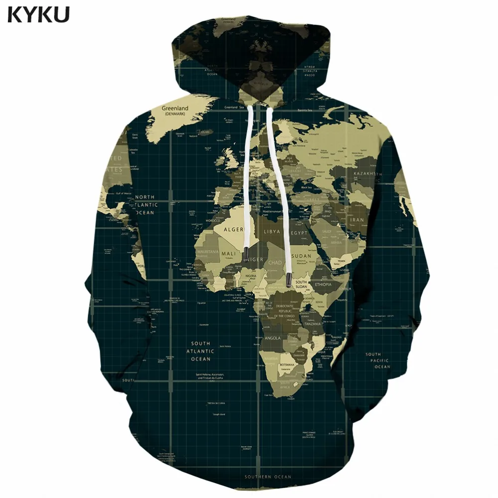 

KYKU World Map Hoodie Men Hip Hop Streetwear Harajuku Sweatshirt Retro 3d Hoodies Printed Anime Gothic Mens Clothing New Hoody