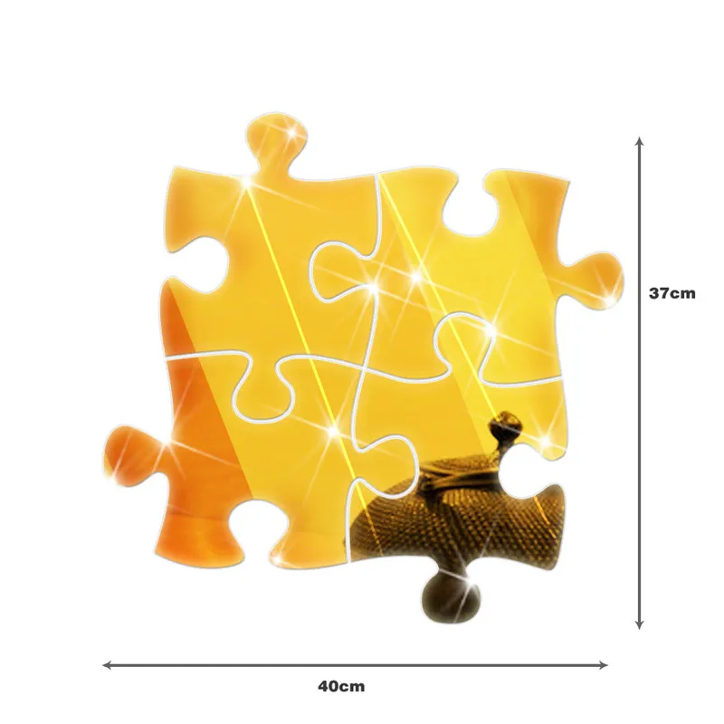 Mrosaa 40*37 см Съемный ванная комната наклейки паззлы PS пластик DIY зеркало акриловые наклейки на стены твердые украшения дома - Цвет: Gold