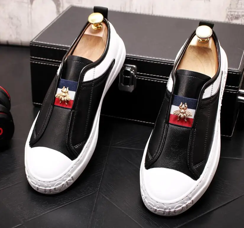 2019 NEW Luxury Casual Shoes Men Loafers Slip on High Quality Designer Shoes Men Moccasins Sneaker Footwear Male black white