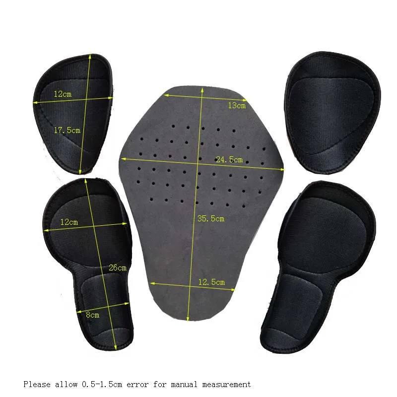 5 Pcs/set Universal Motorcycle Racing Jacket Gear Knight Protect Removable Internal Soft Brace Shoulders Guard Back Elbow Pads