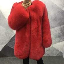 Новое поступление, роскошное Брендовое плотное пальто из натурального меха лисы для женщин, для русской зимы, теплое, плюс, большой размер, для женщин, натуральный мех