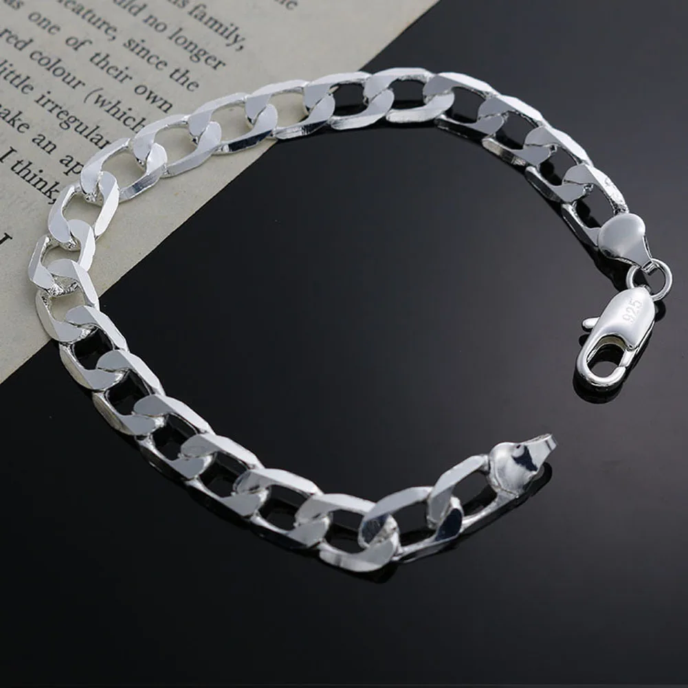 High Quality Fashion Jewelry Classic Flat Men Bracelet Silver Color Bracelets New Listings
