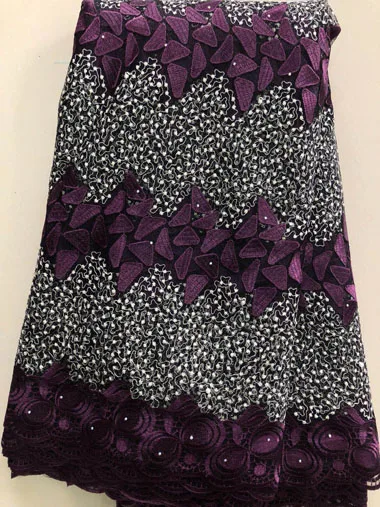 Тюль кружевная тесьма Африканский французские кружева ткани высокого качества в нигерийском стиле французский чистая кружева с камнями ELL3392 пурпурный
