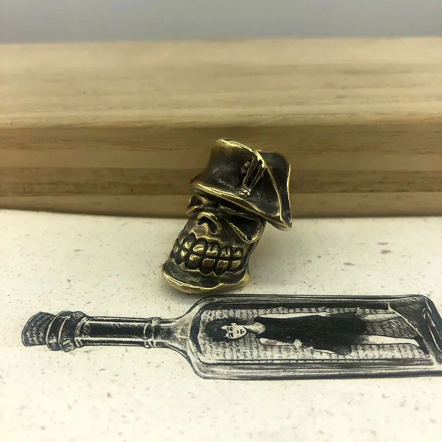 EDC инструменты латунный нож бусины шляпа человек череп бусы на шнурок Паракорд нож инструмент кулон#86