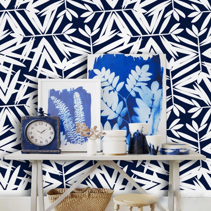 Tuya Art cutomize 3D wall paper mural modern simple leaves pattern on