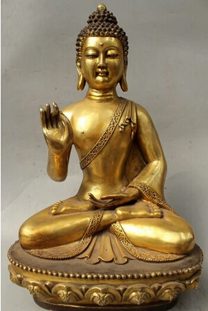 

B0601 free shipping 22"China Tibet Buddhism Bronze Gild Shakyamuni Amitabha Buddha Sakyamuni Statu statue