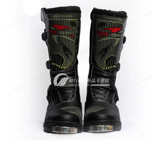 PRO-BIKER ботинки для мотокросса; ботинки для скоростных гонок; черные ботинки до середины икры для гонок и мотокросса; кожаные ботинки в байкерском стиле